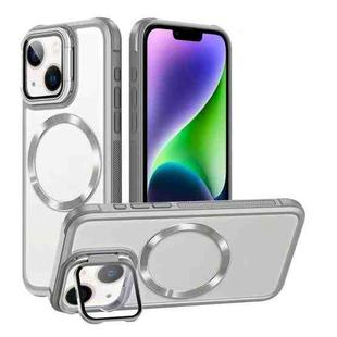 For iPhone 14 Magsafe CD-grain Acrylic Hybrid TPU Phone Case(White)