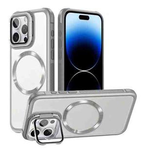 For iPhone 14 Pro Max Magsafe CD-grain Acrylic Hybrid TPU Phone Case(White)