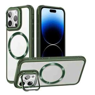 For iPhone 14 Pro Max Magsafe CD-grain Acrylic Hybrid TPU Phone Case(Green)