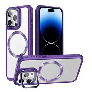 For iPhone 14 Pro Max Magsafe CD-grain Acrylic Hybrid TPU Phone Case(Purple)