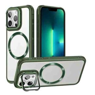 For iPhone 13 Pro Max Magsafe CD-grain Acrylic Hybrid TPU Phone Case(Green)