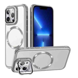 For iPhone 13 Pro Magsafe CD-grain Acrylic Hybrid TPU Phone Case(White)