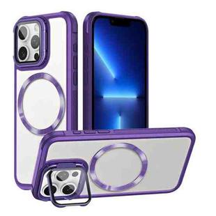 For iPhone 13 Pro CD-grain Magsafe Acrylic Hybrid TPU Phone Case(Purple)