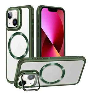 For iPhone 13 Magsafe CD-grain Acrylic Hybrid TPU Phone Case(Green)