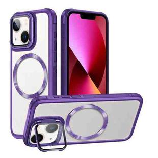 For iPhone 13 Magsafe CD-grain Acrylic Hybrid TPU Phone Case(Purple)