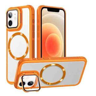 For iPhone 12 Magsafe CD-grain Acrylic Hybrid TPU Phone Case(Orange)