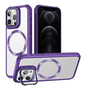 For iPhone 12 Pro Magsafe CD-grain Acrylic Hybrid TPU Phone Case(Purple)