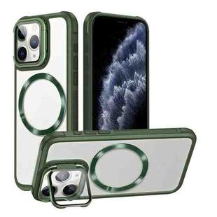 For iPhone 11 Pro Max Magsafe CD-grain Acrylic Hybrid TPU Phone Case(Green)