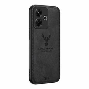 For Xiaomi Redmi Note 13R Deer Head Cloth Skin All-inclusive Phone Case(Black)