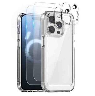 For iPhone 16 Pro Max NORTHJO 5 in 1 Clear Phone Case with 2pcs Screen Film + 2pcs Camera Lens Film