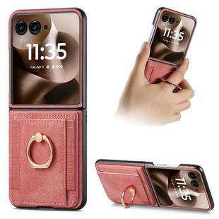 For Motorola Razr 60 Retro Skin-feel Ring Card Bag Phone Case(Pink)