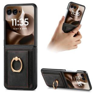For Motorola Razr 60 Ultra Retro Skin-feel Ring Card Bag Phone Case(Black)