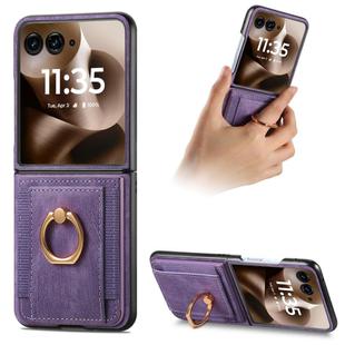 For Motorola Razr 60 Ultra Retro Skin-feel Ring Card Bag Phone Case(Purple)