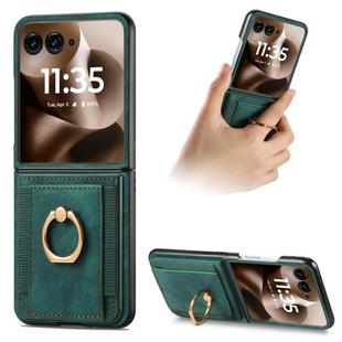 For Motorola Razr 60 Ultra Retro Skin-feel Ring Card Bag Phone Case(Green)