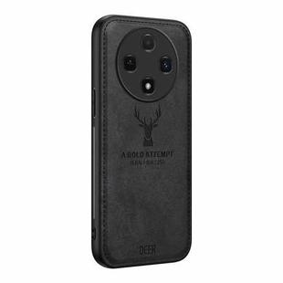 For OPPO Reno12 F 5G Deer Head Cloth Skin All-inclusive Phone Case(Black)