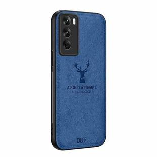For OPPO Reno12 Pro Global Deer Head Cloth Skin All-inclusive Phone Case(Blue)