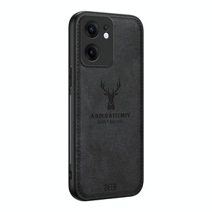 For OPPO Reno13 F Deer Head Cloth Skin All-inclusive Phone Case(Black)