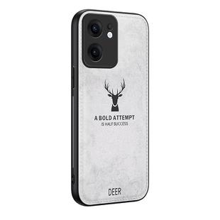 For OPPO Reno13 F Deer Head Cloth Skin All-inclusive Phone Case(White)