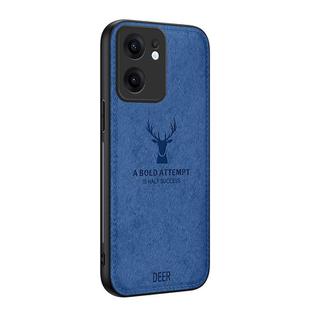 For OPPO Reno13 F Deer Head Cloth Skin All-inclusive Phone Case(Blue)