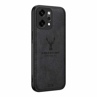 For OPPOReno14 Global Deer Head Cloth Skin All-inclusive Phone Case(Black)