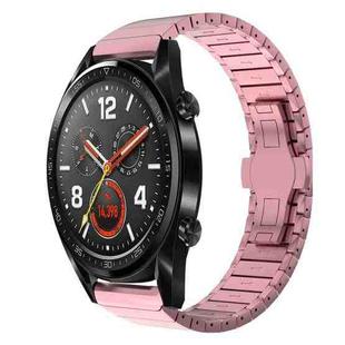 For Huawei Watch GT 42 / 46mm 22mm One Bead Paint Butterfly Buckle Alloy Watch Band(Pink)