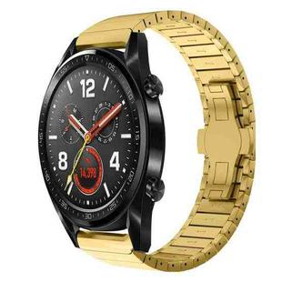 For Huawei Watch GT 42 / 46mm 22mm One Bead Paint Butterfly Buckle Alloy Watch Band(Gold)
