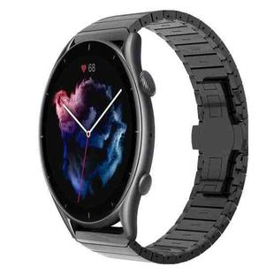 For Amazfit Watch GTR 3 22mm One-Bead Paint Butterfly Buckle Alloy Watch Band(Black)