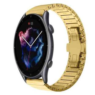 For Amazfit Watch GTR 3 22mm One-Bead Paint Butterfly Buckle Alloy Watch Band(Gold)