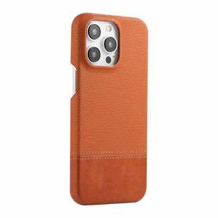 For iPhone 12 Pro Max Stitching Cloth PU Shockproof Phone Case(Brown)