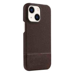 For iPhone 13 Stitching Cloth PU Shockproof Phone Case(Dark Brown)