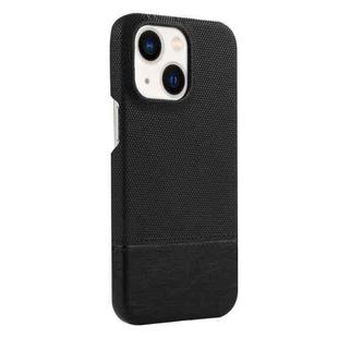 For iPhone 13 Stitching Cloth PU Shockproof Phone Case(Black)