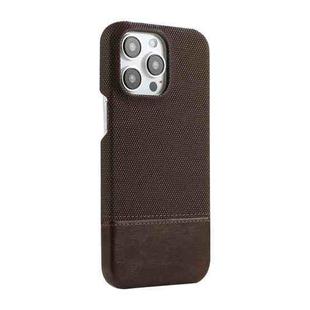 For iPhone 13 Pro Max Stitching Cloth PU Shockproof Phone Case(Dark Brown)