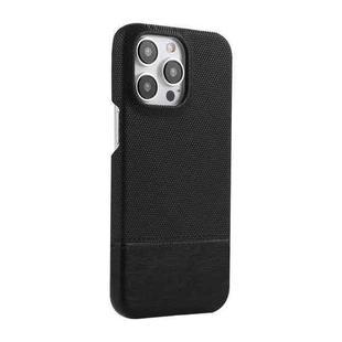 For iPhone 14 Pro Stitching Cloth PU Shockproof Phone Case(Black)