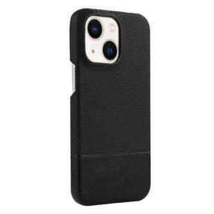 For iPhone 14 Plus Stitching Cloth PU Shockproof Phone Case(Black)