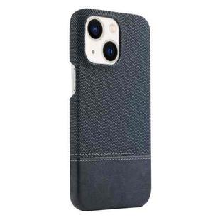 For iPhone 14 Plus Stitching Cloth PU Shockproof Phone Case(Dark Blue)