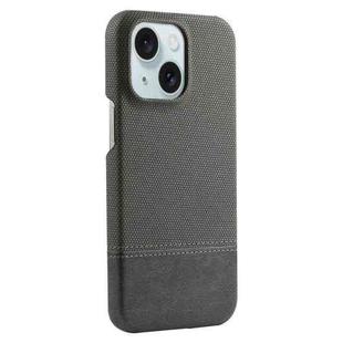 For iPhone 15 Stitching Cloth PU Shockproof Phone Case(Grey)