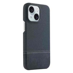 For iPhone 15 Stitching Cloth PU Shockproof Phone Case(Dark Blue)