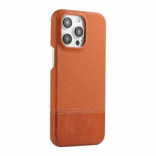 For iPhone 15 Pro Max Stitching Cloth PU Shockproof Phone Case(Brown)