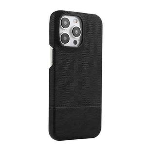 For iPhone 16 Pro Stitching Cloth PU Shockproof Phone Case(Black)