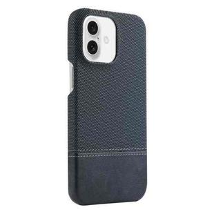 For iPhone 16 Plus Stitching Cloth PU Shockproof Phone Case(Dark Blue)