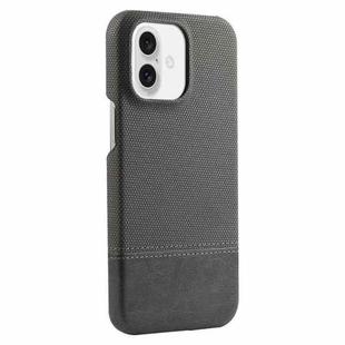 For iPhone 16 Stitching Cloth PU Shockproof Phone Case(Grey)