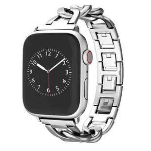 For Apple Watch SE 2023 44mm Quick-Release Metal Chain Watch Band(Silver)