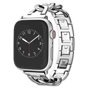 For Apple Watch Series 7 45mm Quick-Release Metal Chain Watch Band(Silver)