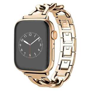 For Apple Watch Series 8 41mm Quick-Release Metal Chain Watch Band(Rose Gold)