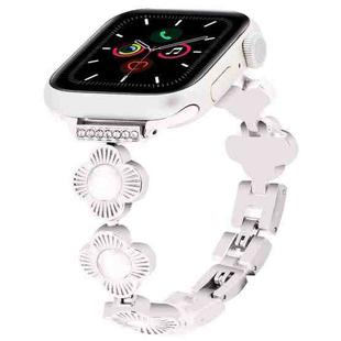 For Apple Watch Series 5 44mm Four Leaf Clover Quick-Release Metal Chain Watch Band(Starlight)