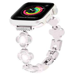 For Apple Watch Series 3 42mm Four Leaf Clover Quick-Release Metal Chain Watch Band(Starlight)