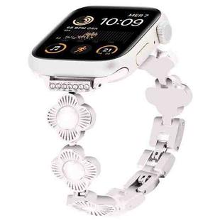 For Apple Watch SE 2022 40mm Four Leaf Clover Quick-Release Metal Chain Watch Band(Starlight)