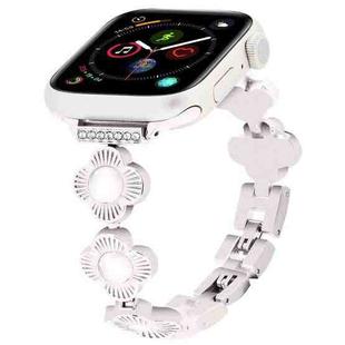 For Apple Watch Series 4 40mm Four Leaf Clover Quick-Release Metal Chain Watch Band(Starlight)