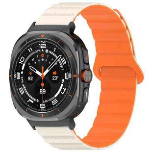 For Samsung Galaxy Watch Ultra 47mm Spot Pattern Two Color Magnetic Silicone Watch Band(Starlight Orange)