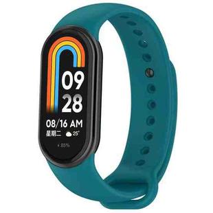 For Xiaomi Smart Band 9 / 9 NFC Metal Connector Solid Color Silicone Watch Band(Navy Green)